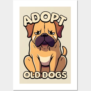 Adopt Old Dogs! Cute Old Dog Cartoon Posters and Art